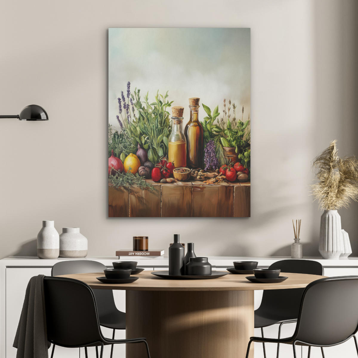 AKUSTIKPANEEL Stilleben - Kräuter - Gewürze - Früchte - Farbenfroh 60x80 cm - Grün, Textil (60/0.9/80cm) - MuchoWow