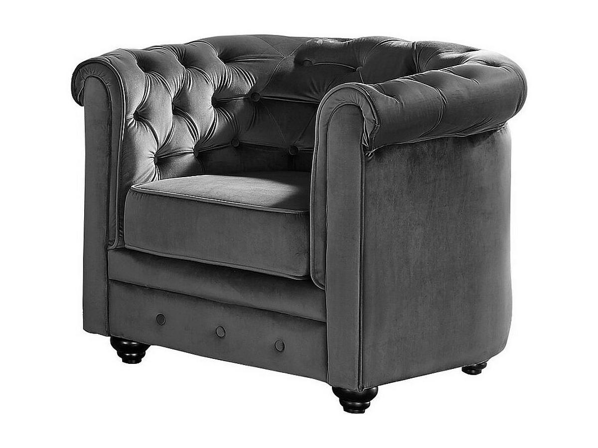 COUCHGARNITUR 3+1+1 - Samt - Anthrazit - CHESTERFIELD - Anthrazit, Textil (88/72/205cm) - Vente-Unique