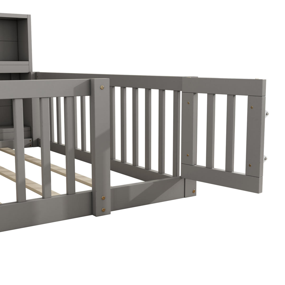 DAYBETT 140/200 cm, Grau mit Staufach und Lattenrost - Grau, Holzwerkstoff (140/200cm) - MIVRAY