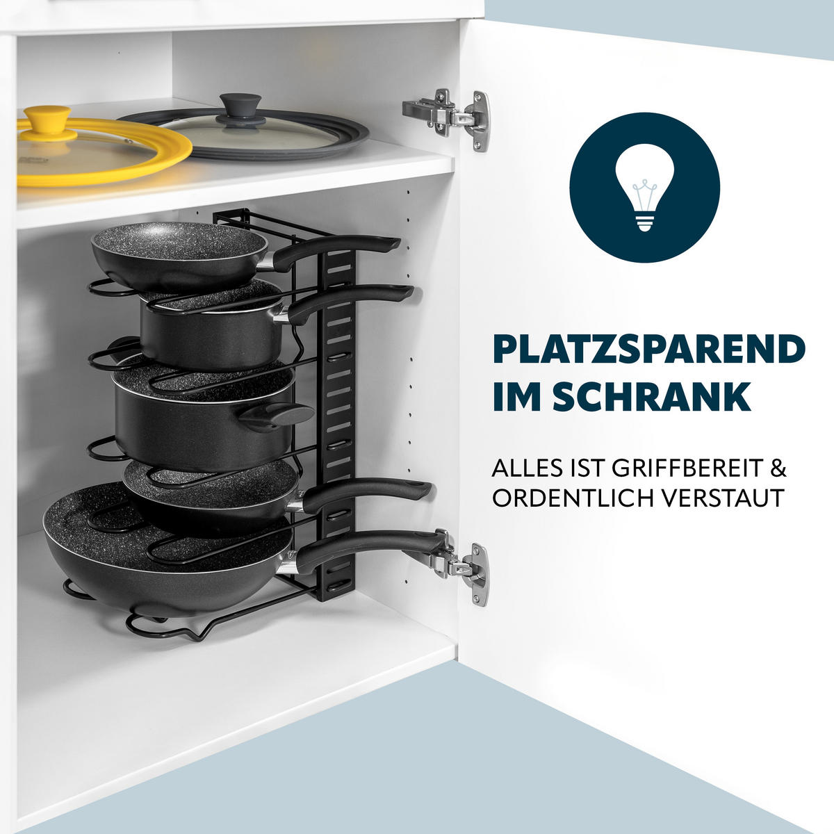 TOPFDECKELHALTER, schwarz - Schwarz, Metall (55/42.5/20cm) - eluno