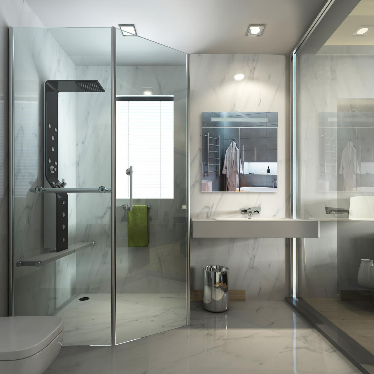 SPIEGELSCHRANK - Transparent, Glas/Metall (60/67/12cm) - Relaxdays