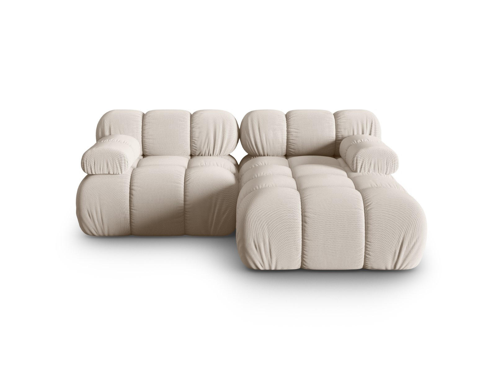 ECKSOFA modular rechts Bellis aus 3D-Stoff leichtes beige 3 Sitzplätze - Creme, Textil (155/188cm) - Micadoni