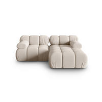 ECKSOFA modular rechts Bellis aus 3D-Stoff leichtes beige 3 Sitzplätze - Creme, Textil (155/188cm) - Micadoni