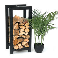 KAMINHOLZREGAL Innen Metall Schwarz Stehend - Schwarz, Metall (23.6/61/30cm) - DanDiBo