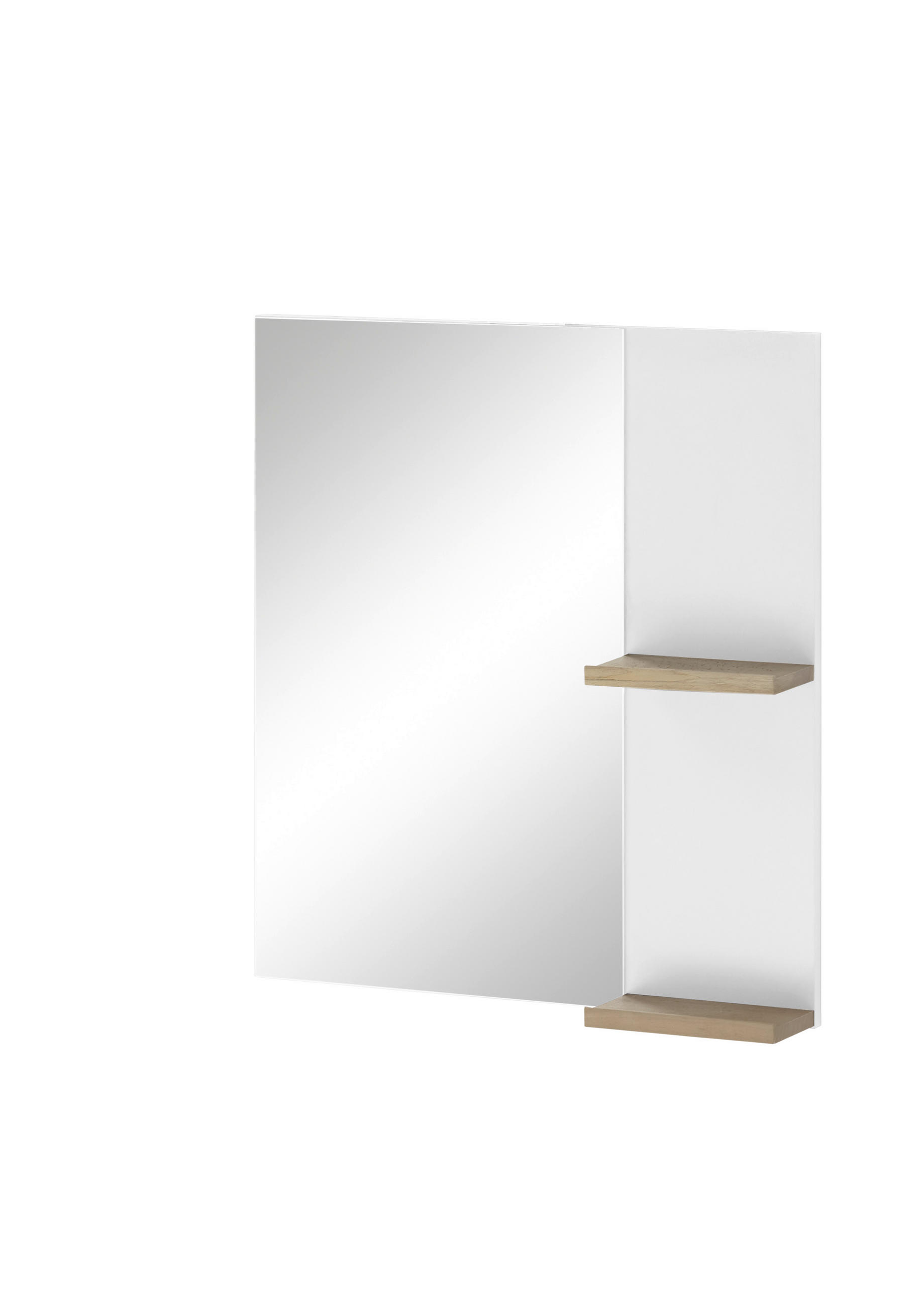SPIEGEL S12 Weiß Hochglanz & Eiche Dekor 60/65/12 cm - Weiß Hochglanz, Holzwerkstoff (60/65/12cm) - Livojo