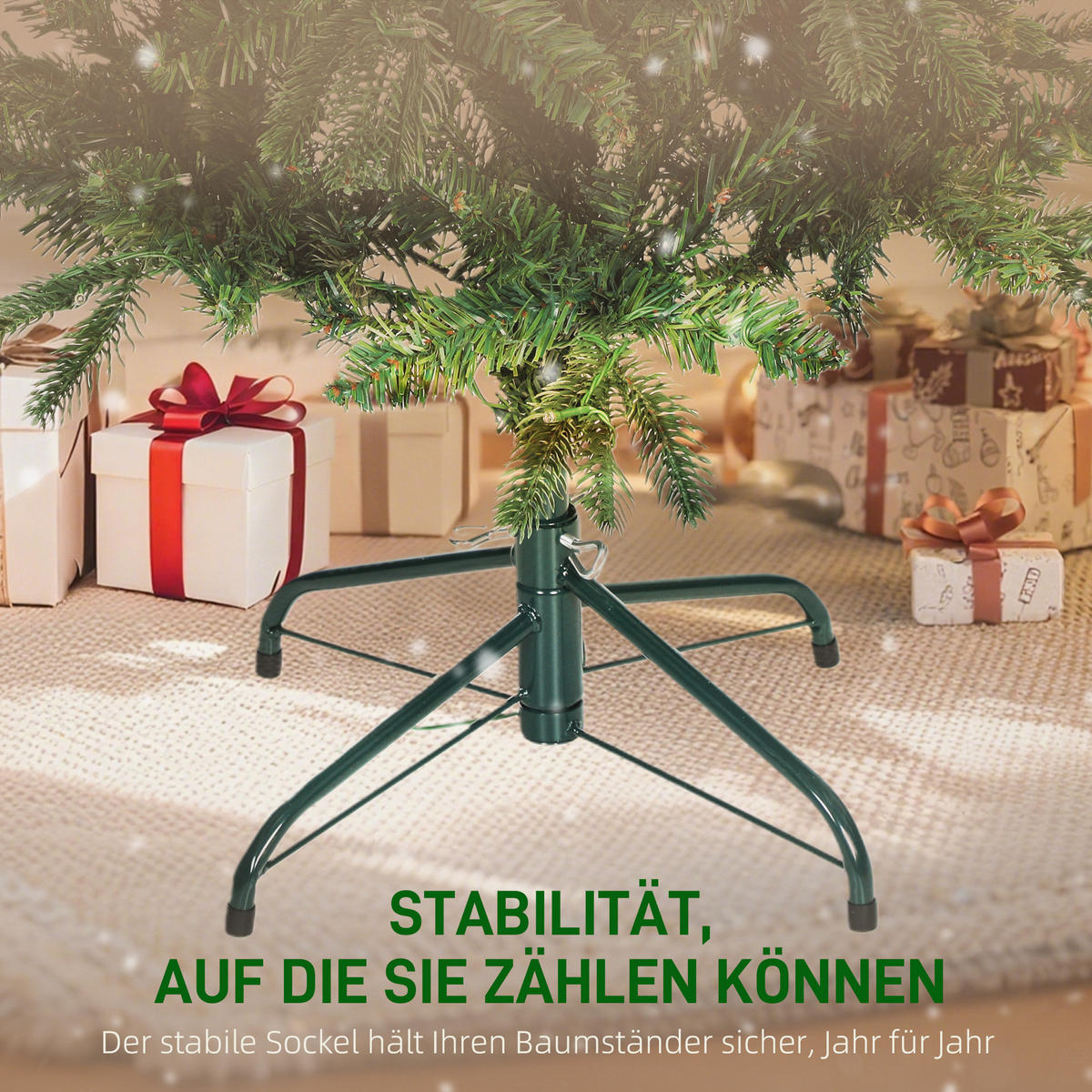WEIHNACHTSBAUM künstlich 180 cm Christbaum mit 605 dichten Zweigen, 200 LED - Grün, Kunststoff (180cm) - HOMCOM