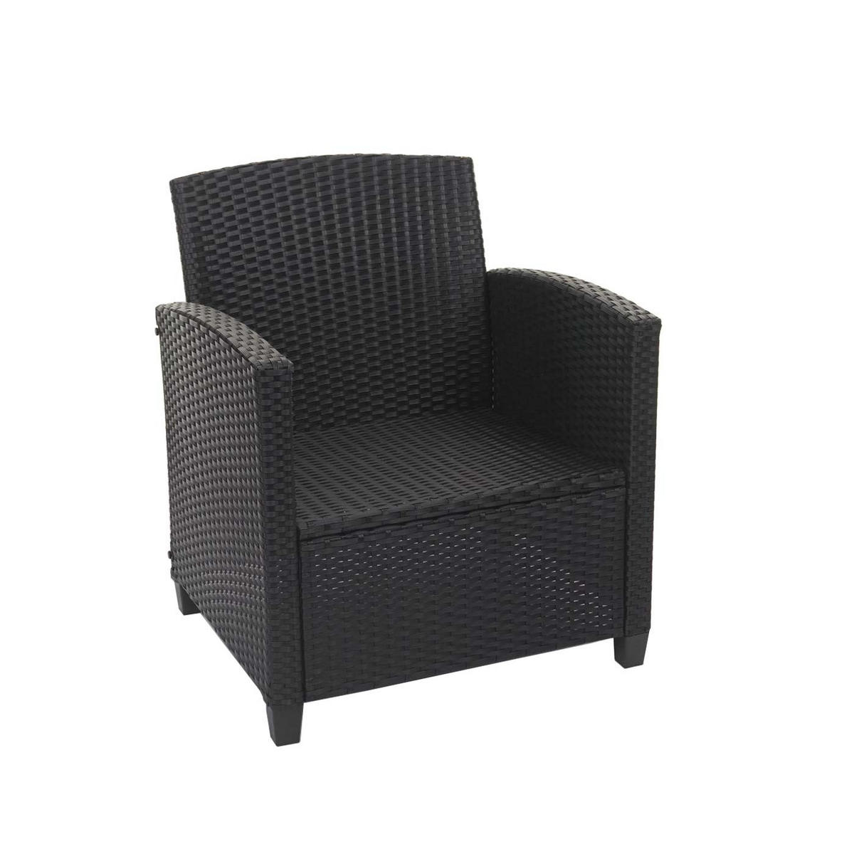 XXL POLY-RATTAN GARNITUR 4-TLG Anthrazit - Anthrazit, Kunststoff - MCW