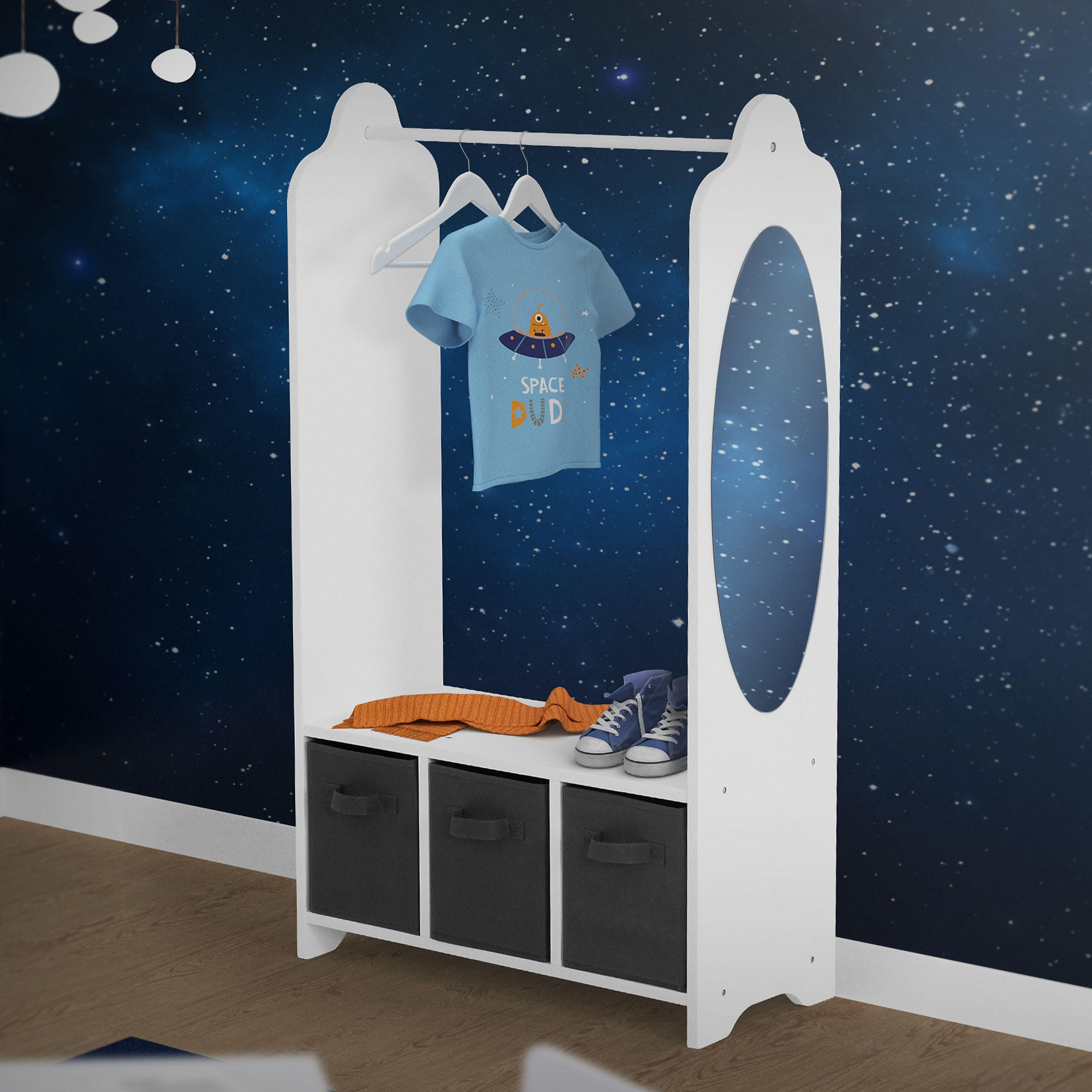 KINDERGARDEROBE - Weiß, Holzwerkstoff (30/115/63cm) - Joyz
