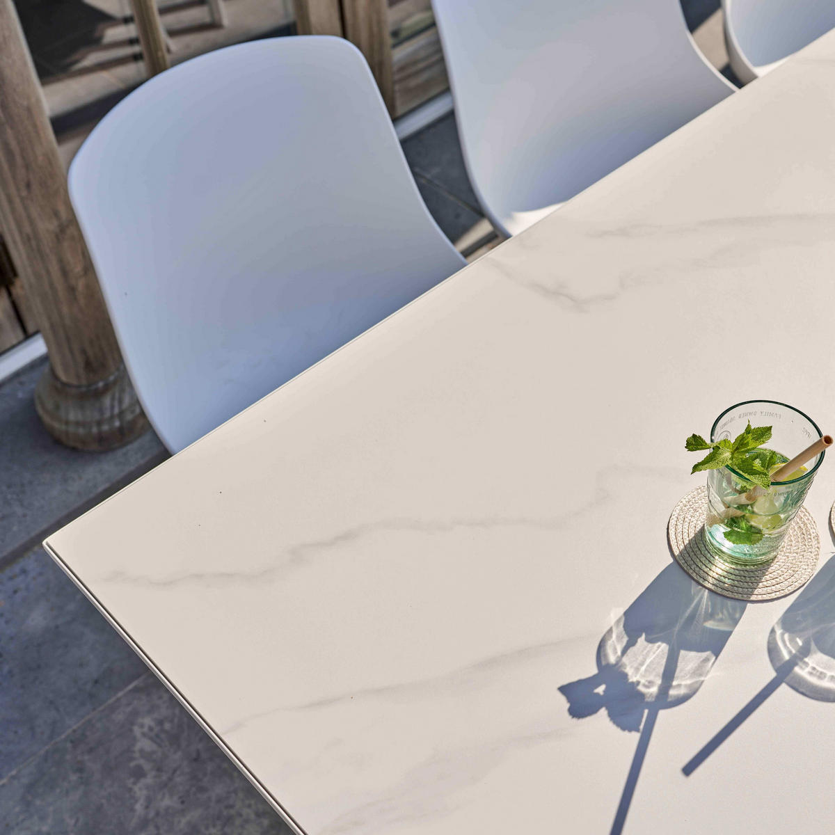 GARTENSTUHL 4-tlg., Weiß - Weiß, Metall (46/82/50cm) - Oviala