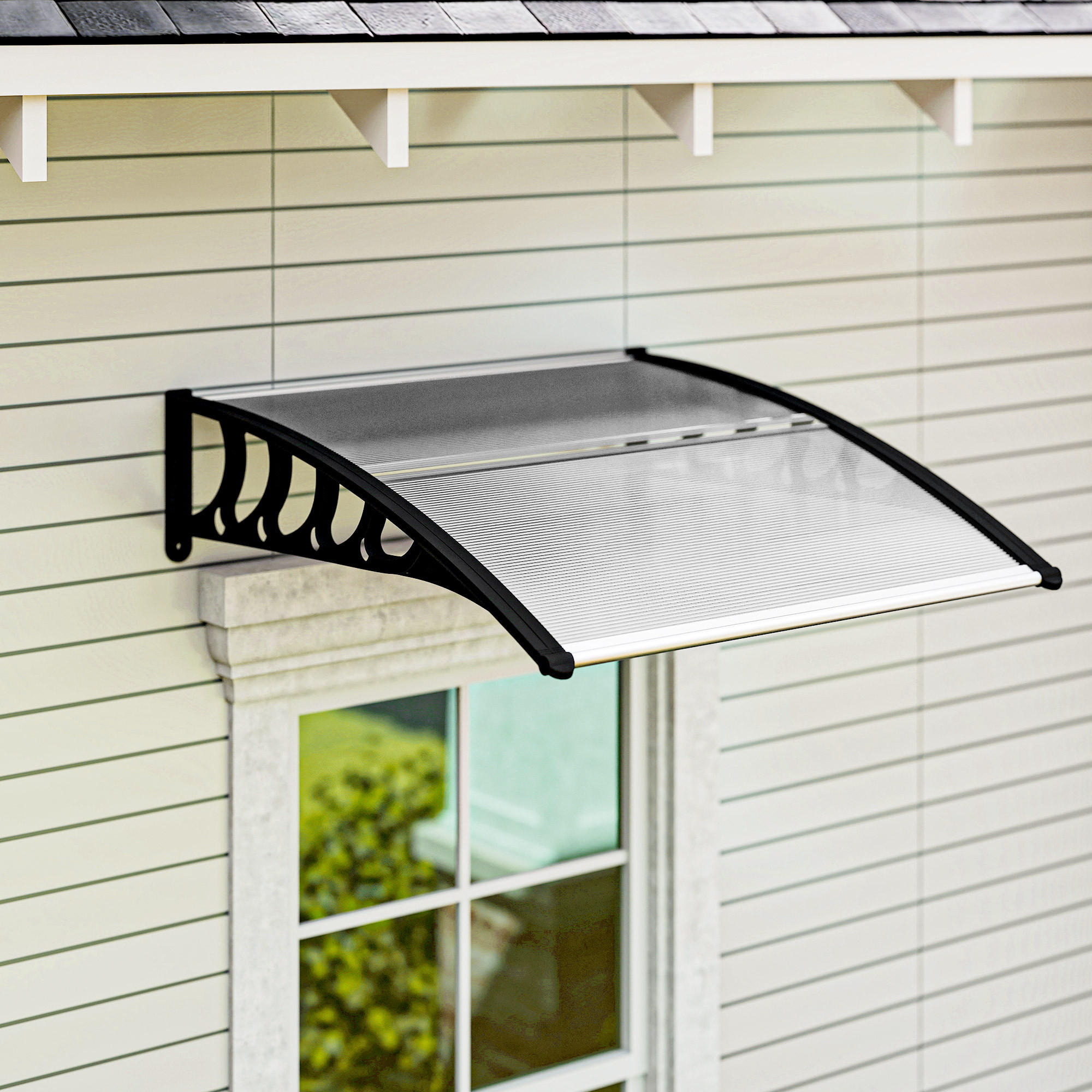 Thumbnail - Outsunny Pultvordach,, Schwarz, Kunststoff, 96.5x27x103 cm, Sonnen- & Sichtschutz, Markisen