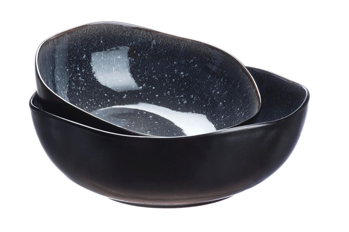 SALATSCHALEN Iris Ø24cm und Ø28,5cm - 2er-Set - Nachtblau - Blau, Keramik - Björn