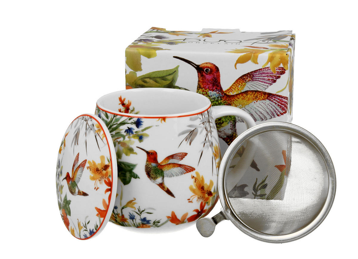 TEETASSE mit Sieb in Fassform LINNEA - Weiß, Keramik (0.43L) - DUO PORCELAIN