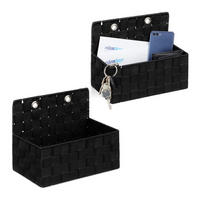 2XAUFBEWAHRUNGSKORB - Schwarz, Kunststoff/Metall (16.5/25/20cm) - Relaxdays