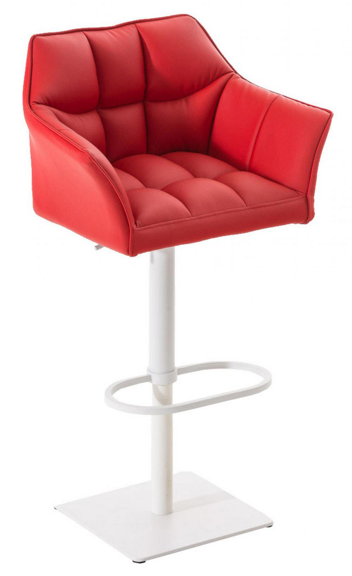 BARHOCKER 2er Set Lederlook Rot - Rot/Weiß, Textil/Metall (64/88/45cm) - CLP