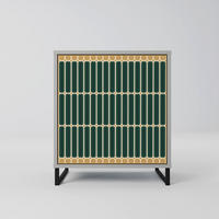 SIDEBOARD ILUSION GATE, Grau, 57,5x42x67,5 cm, Schwarze Metall-Rahmenfüße - Multicolor/Schwarz, Holzwerkstoff/Metall (57.5/67.5/42cm) - SpaceRebels