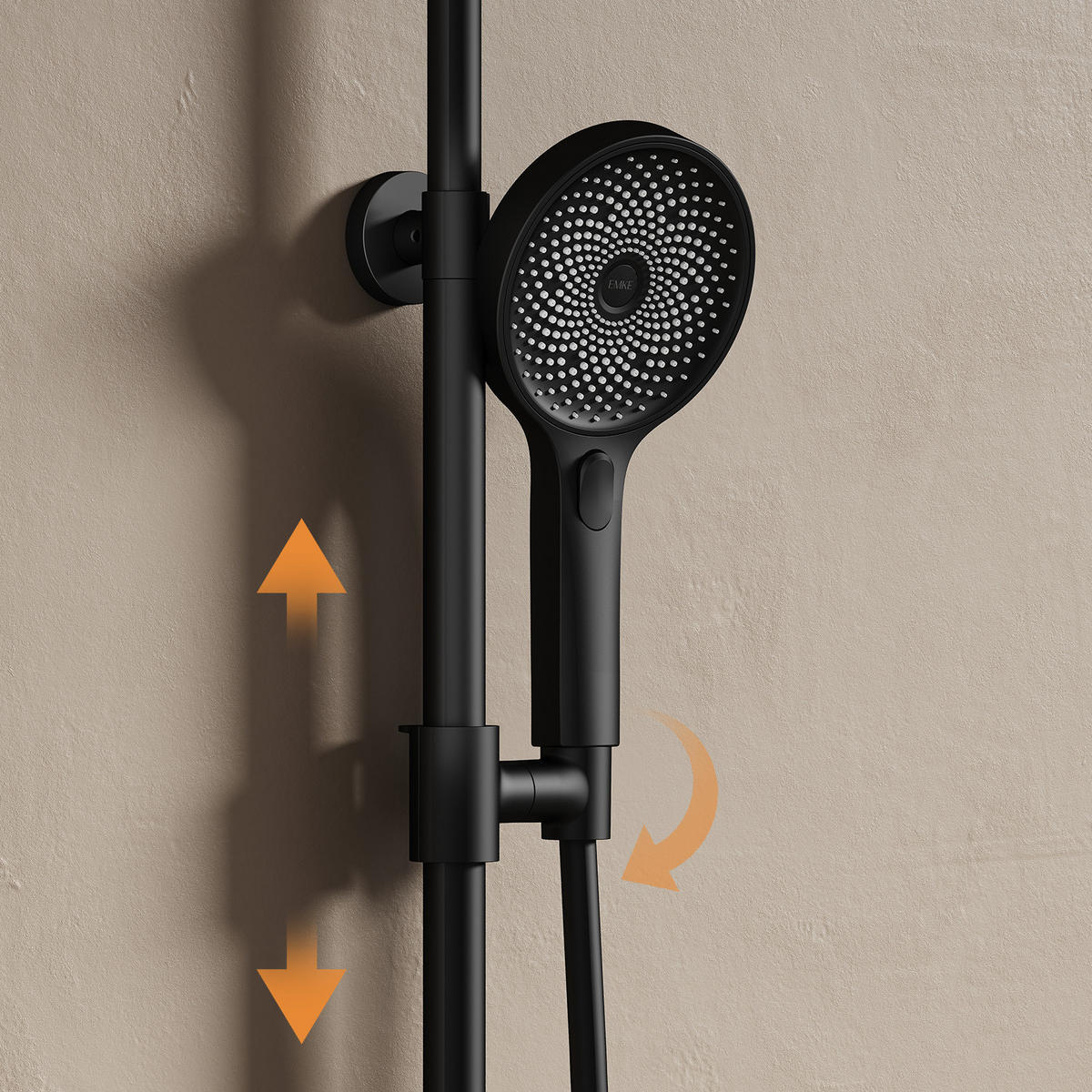 ÜBERKOPFBRAUSESET mit Thermostat Runde Überkopfbrause Vielseitig Schwarz - Schwarz, Metall (35.5/110/40cm) - EMKE