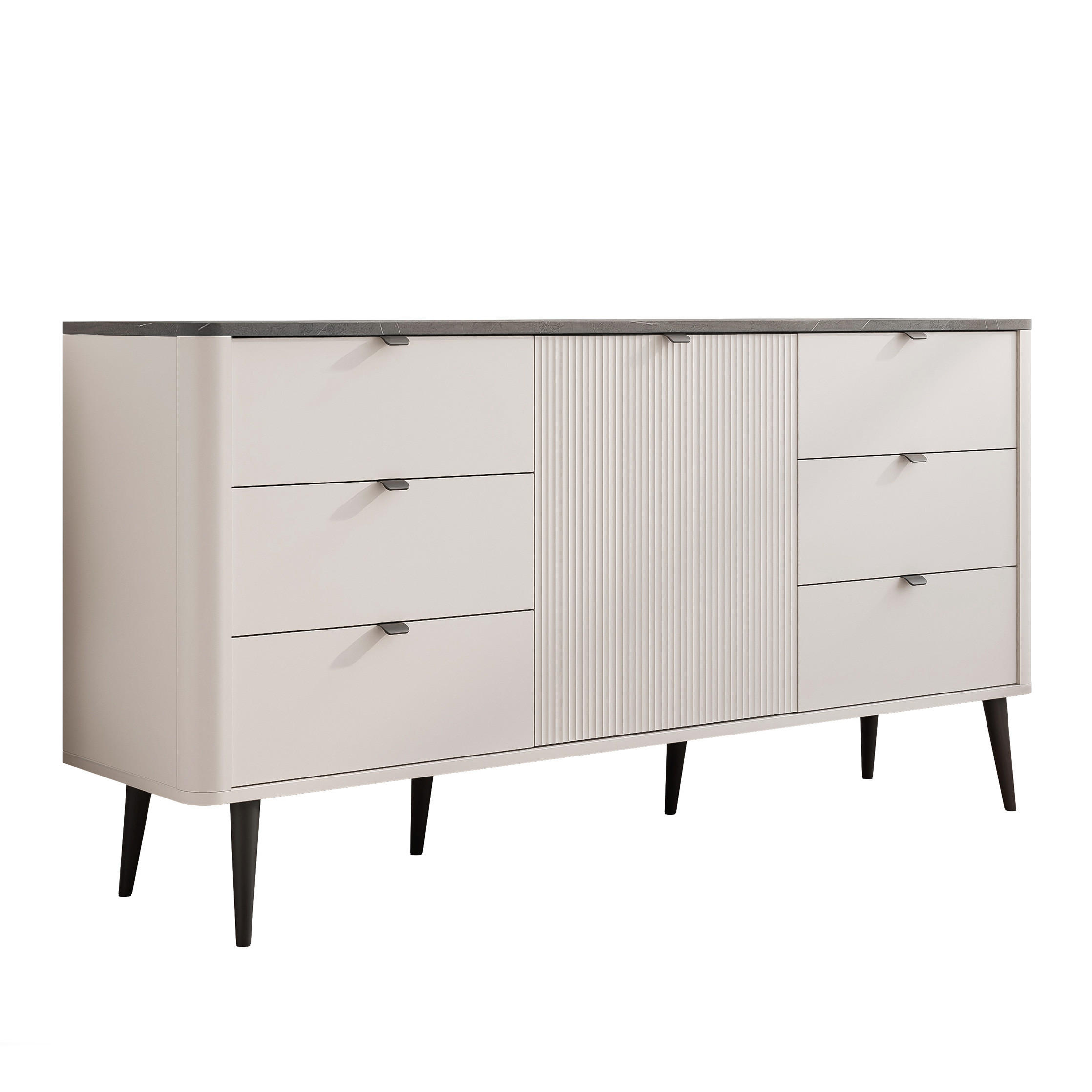 KOMMODE mit Schubladen NAVANI 160 cm Kaschmir Stein - Grau, Holzwerkstoff (160/82/40cm) - Idohome
