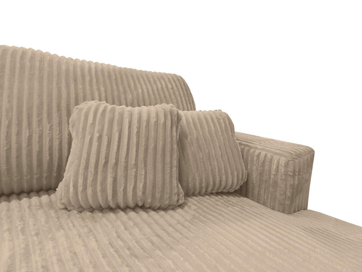 ECKSOFA Luna L rechts Beige aus Cord - Beige, Textil (271/195cm) - KS Home Concept