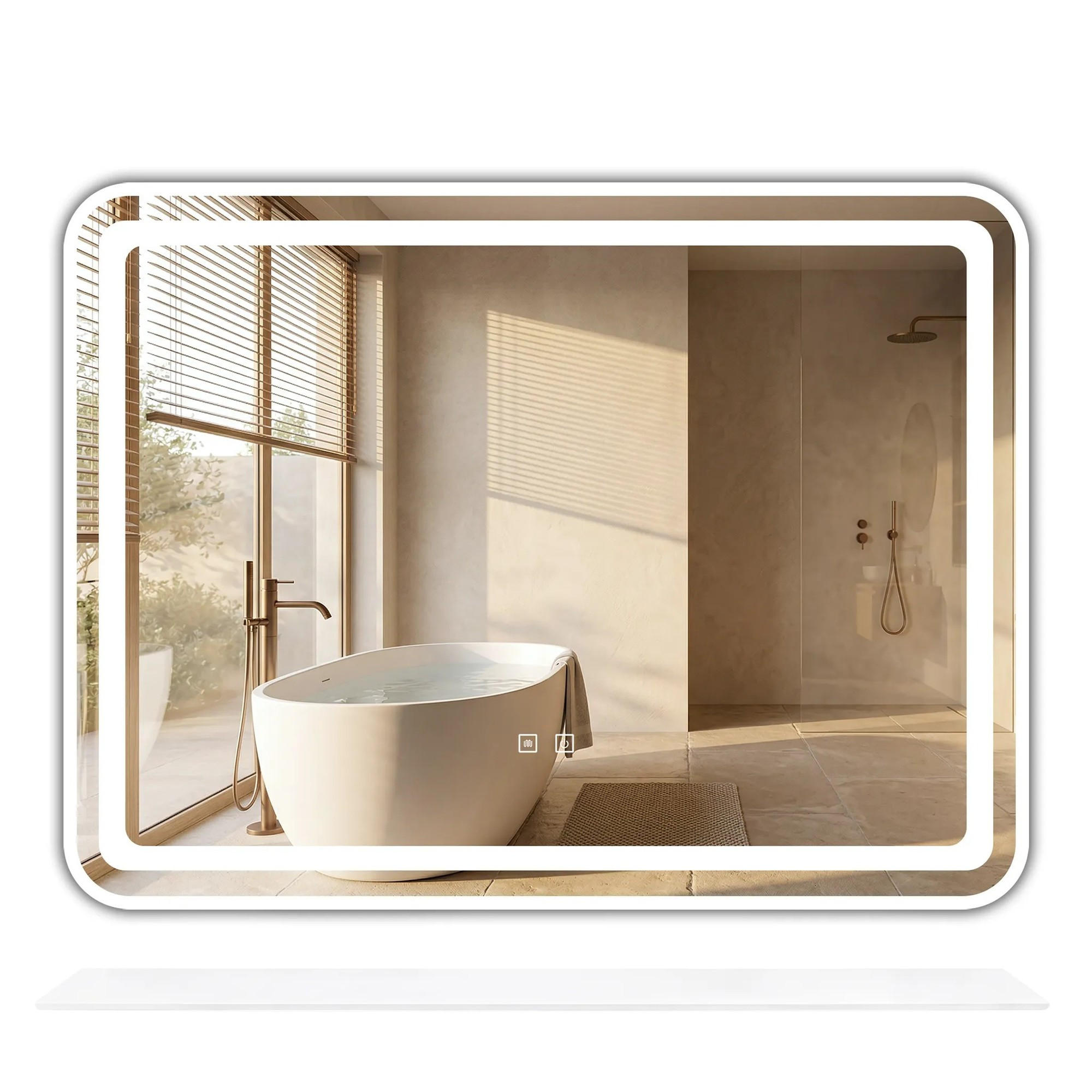 LED Regalspiegel Rea 80x60 Cm L-8060 - Transparent, Glas (80/60/3cm) - REA