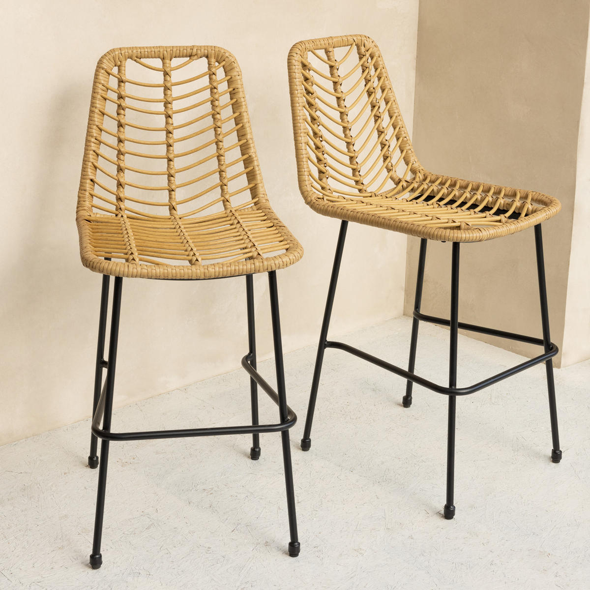 BARHOCKER Oka 2er-Set - Braun, Kunststoff (45.5/98.5/64.5cm) - Happy Garden