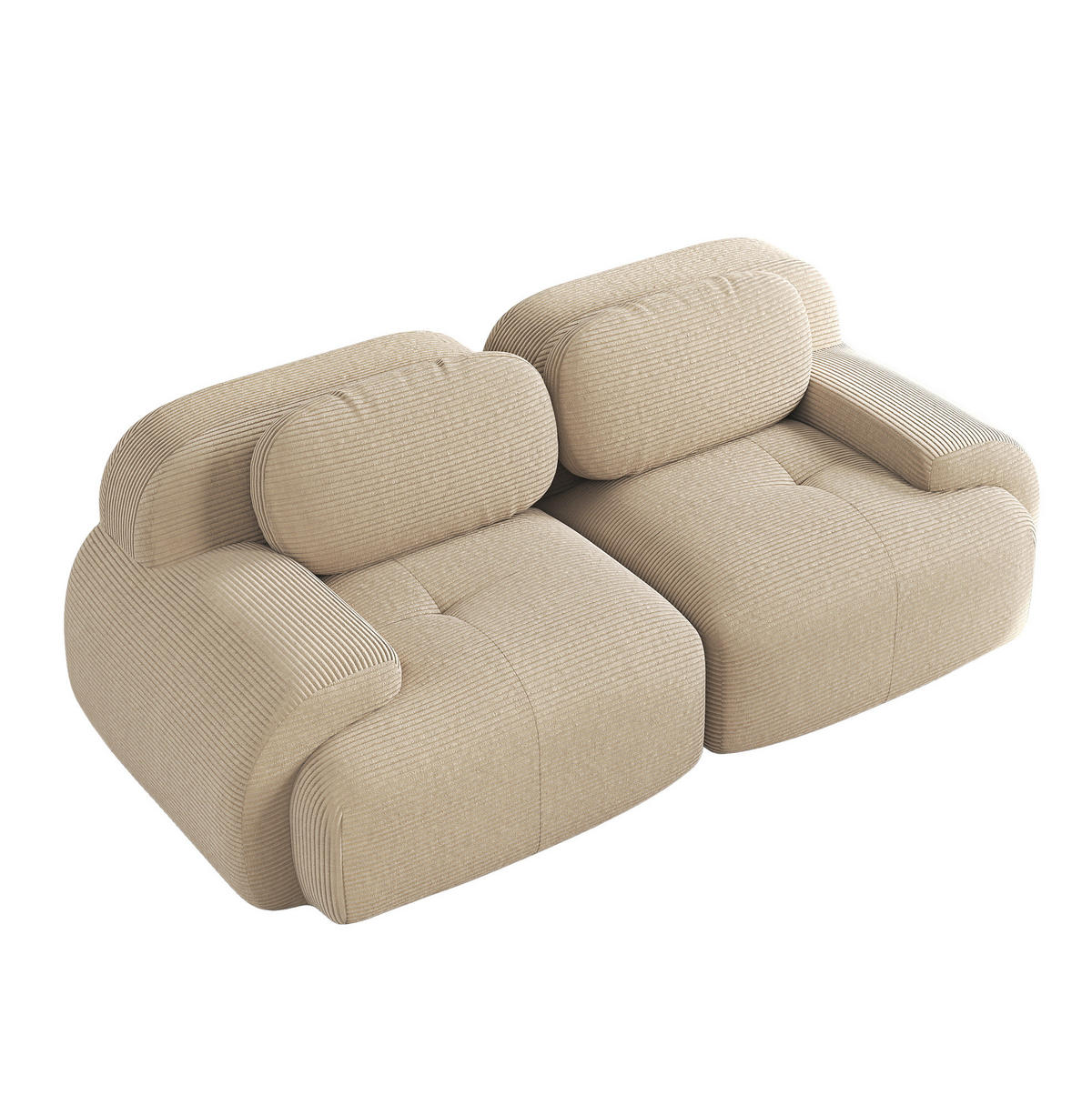 SOFA modular rahmenlos Cord Beige - Beige, Kunststoff (103/75/208cm) - Meubliv