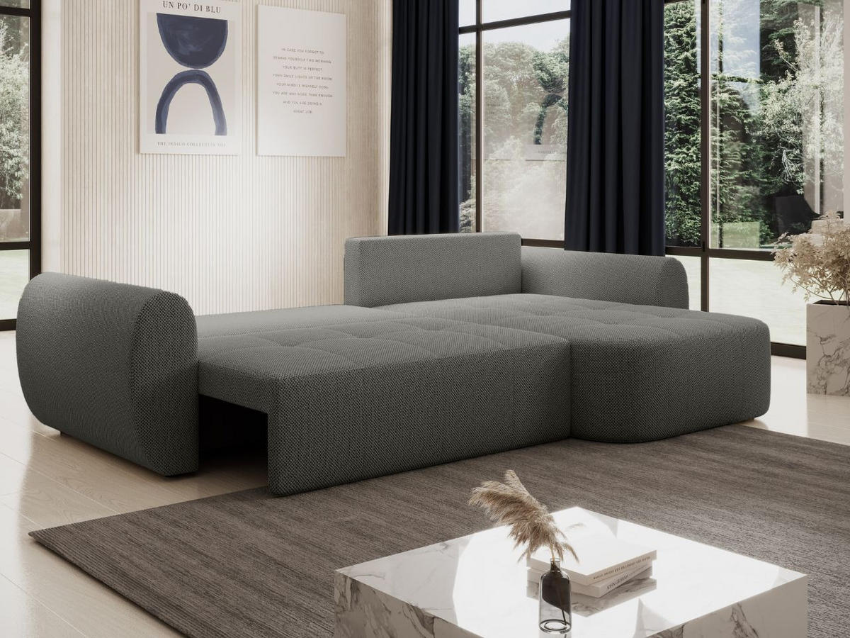 ECKSOFA Avessio Grau - Schwarz/Grau, Holz/Kunststoff (282/170cm) - Graingold