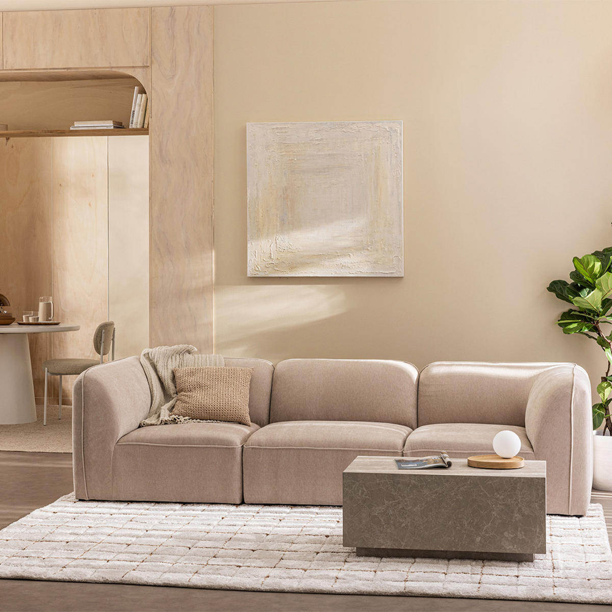 SITZSESSEL für modulare Stoffsofas - NOOR - Ecru - Beige, Textil (97/71/91cm) - Drawer