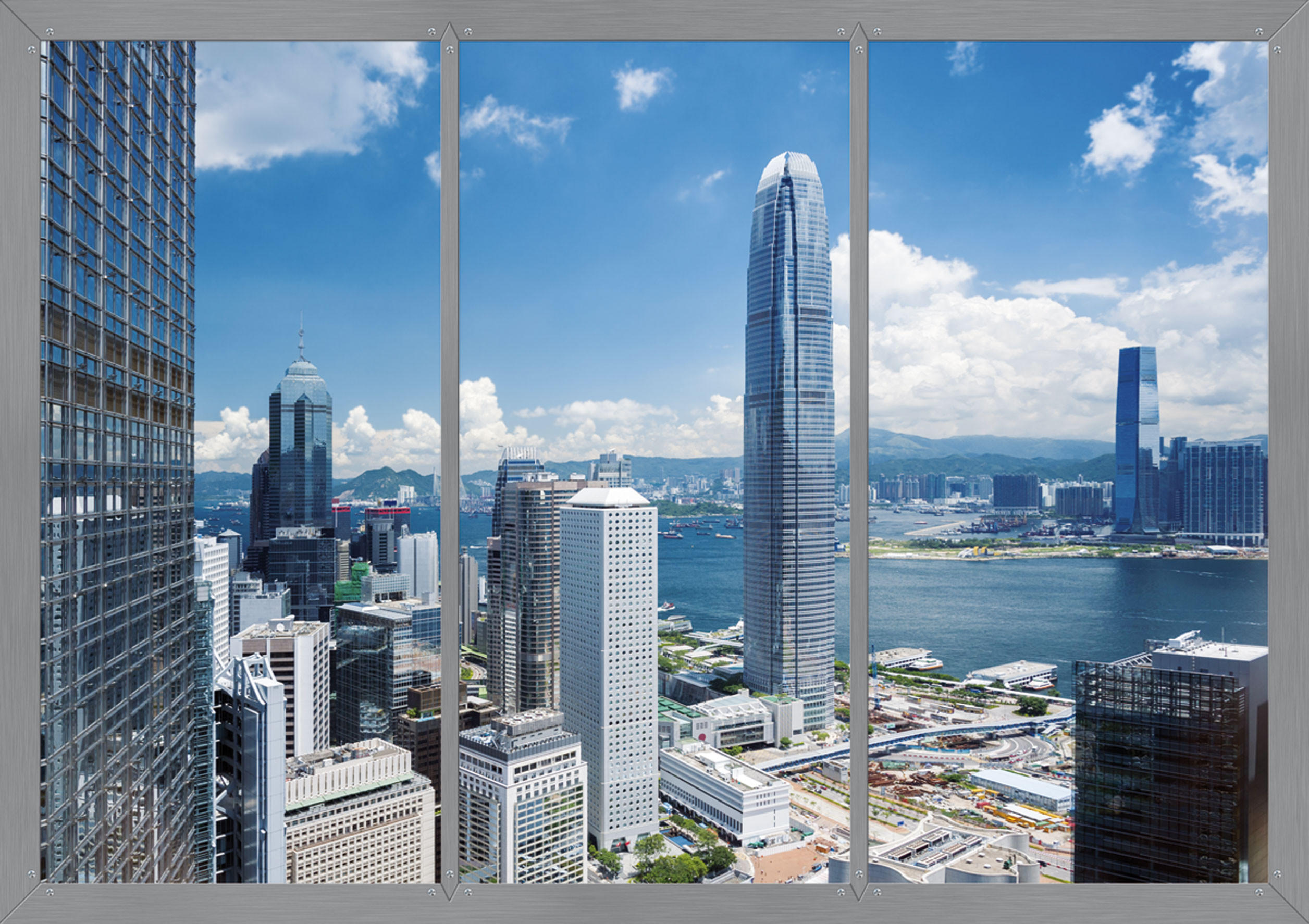 FOTOTAPETE Stadtblick 375 x 270 cm - Blau, Papier (375/270cm) - Sanders & Sanders