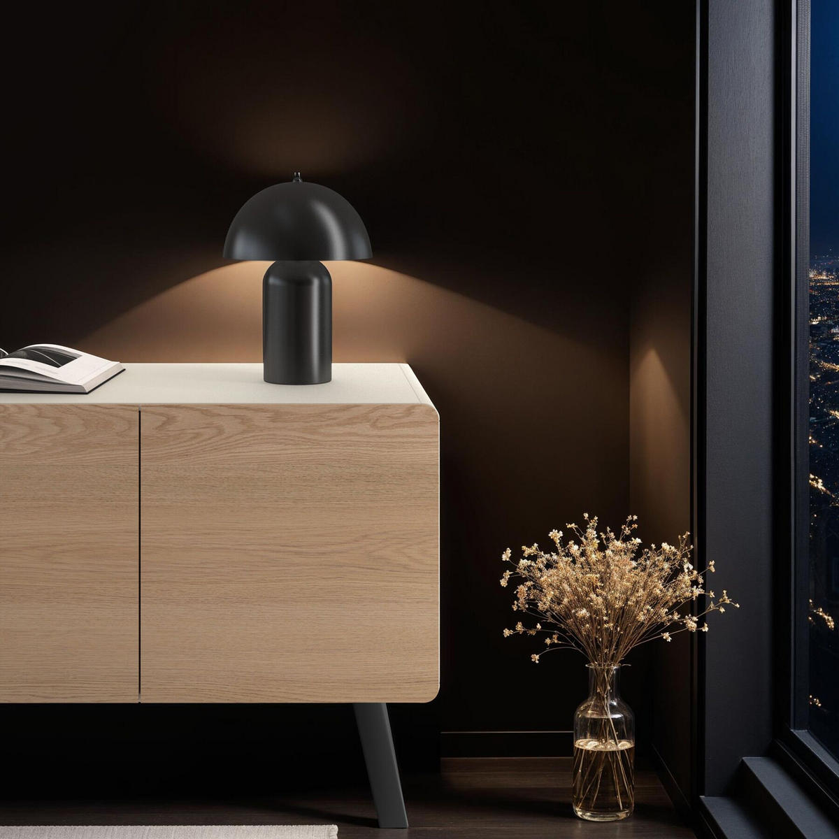 AKKU-TISCHLAMPE Kade, 25 x 34 cm, schwarz - Schwarz, Metall (25/25/34cm) - tectake