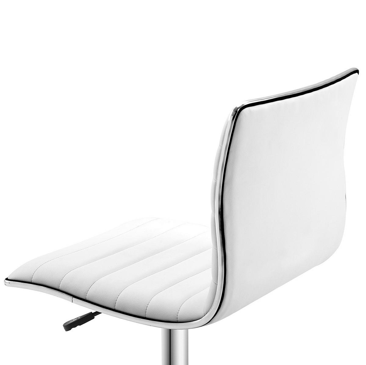 SALONSKA stolica 48/52/78-90 cm bijela od umjetne kože s podesivom visinom i kotačićima - bijela, plastika (52/90/48cm) - OKWISH