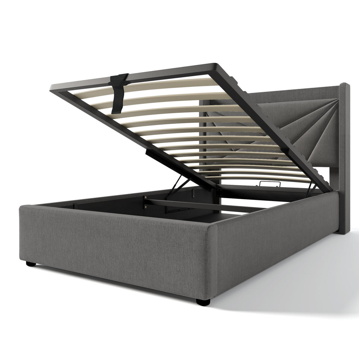 POLSTERBETT 90/200 cm Grau mit Stauraum und USB- und Type-C-Anschlüssen - Grau, Textil (90/200cm) - Flora Grace