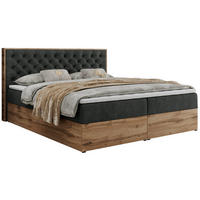 BOXBETT ALBERO 3 - 160/200 Dunkelgrau Struktur - H3 - Dunkelgrau, Holz/Textil (160/200cm) - MKS