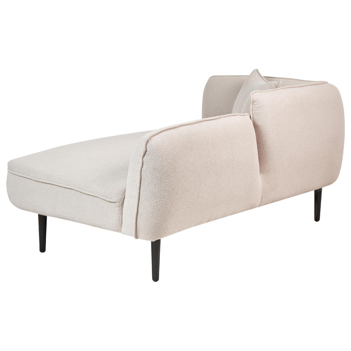 CHAISELONGUE Bouclé hellbeige linksseitig Chevannes - Beige/Schwarz, Textil (138/74/77cm) - Beliani