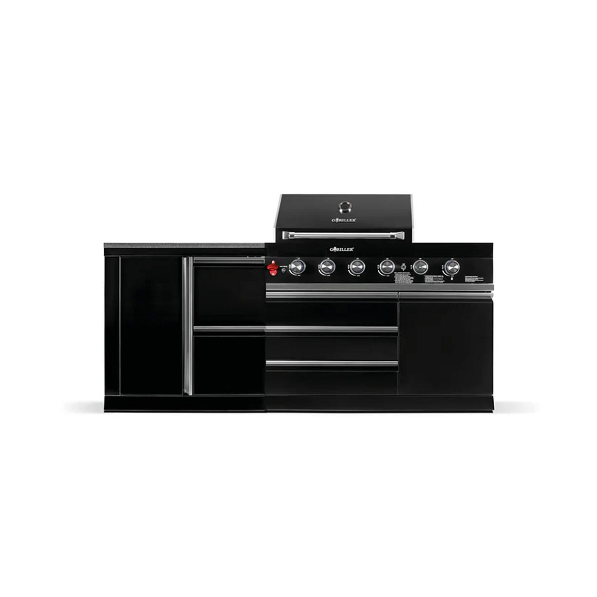 Goriller Outdoorküche Schwarz Hochglanz 200x90x58 cm