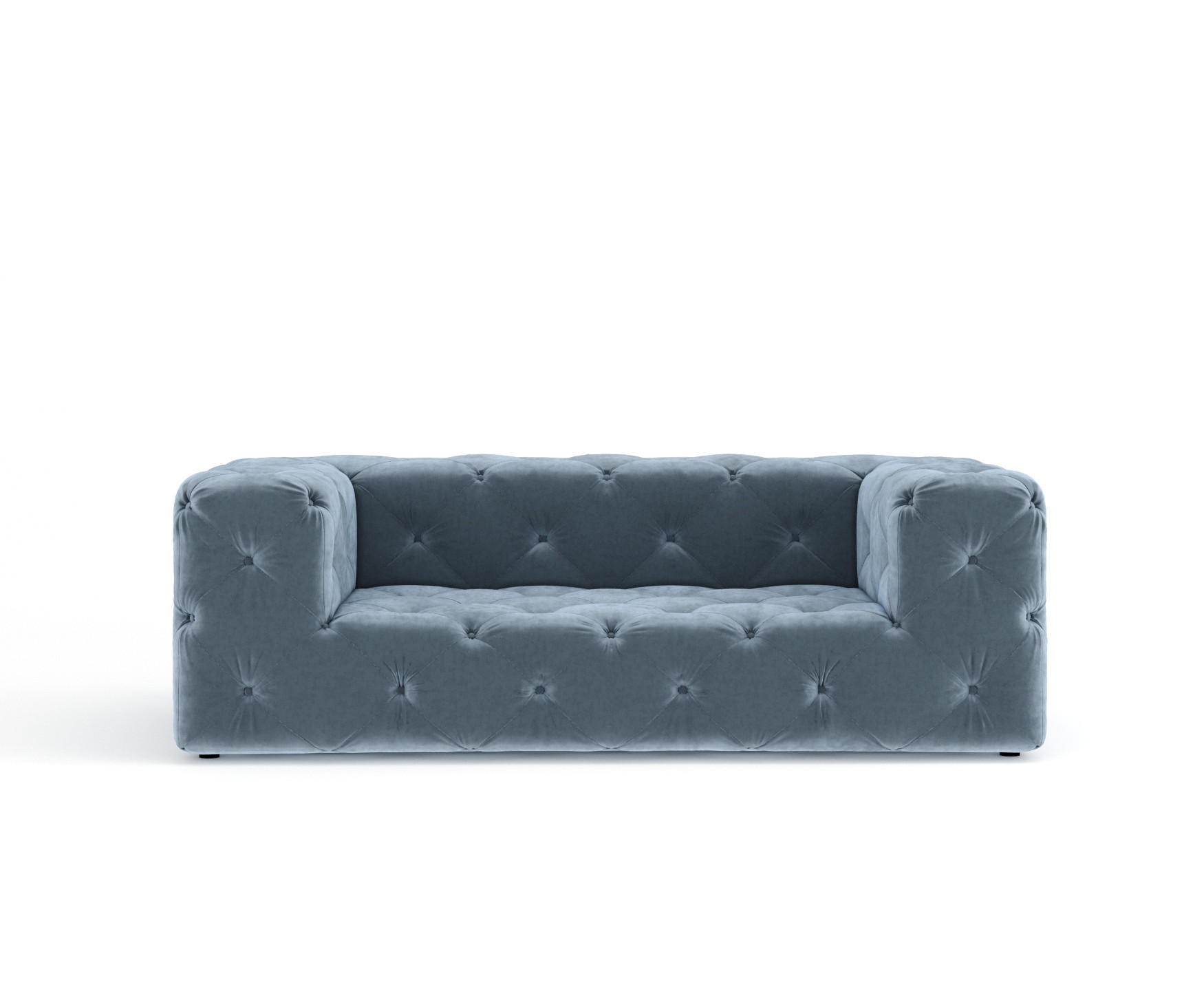 2-SITZER-SOFA Cosimo Blau Grau Samtstoff - Blaugrau/Schwarz, Holz/Holzwerkstoff (193/71/100cm) - Maison de Reve
