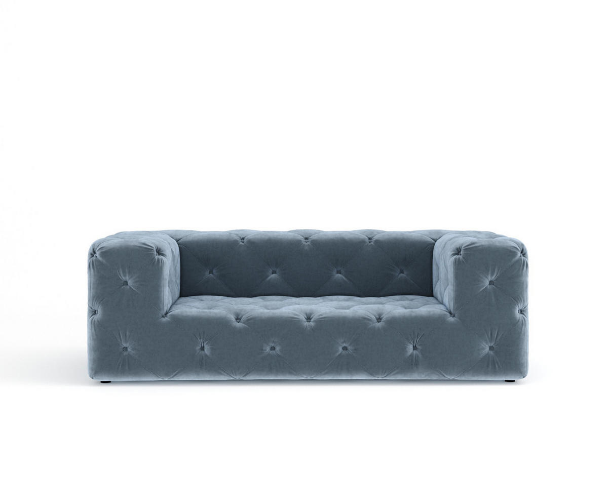 2-SITZER-SOFA Cosimo Blau Grau Samtstoff - Blaugrau/Schwarz, Holz/Holzwerkstoff (193/71/100cm) - Maison de Reve