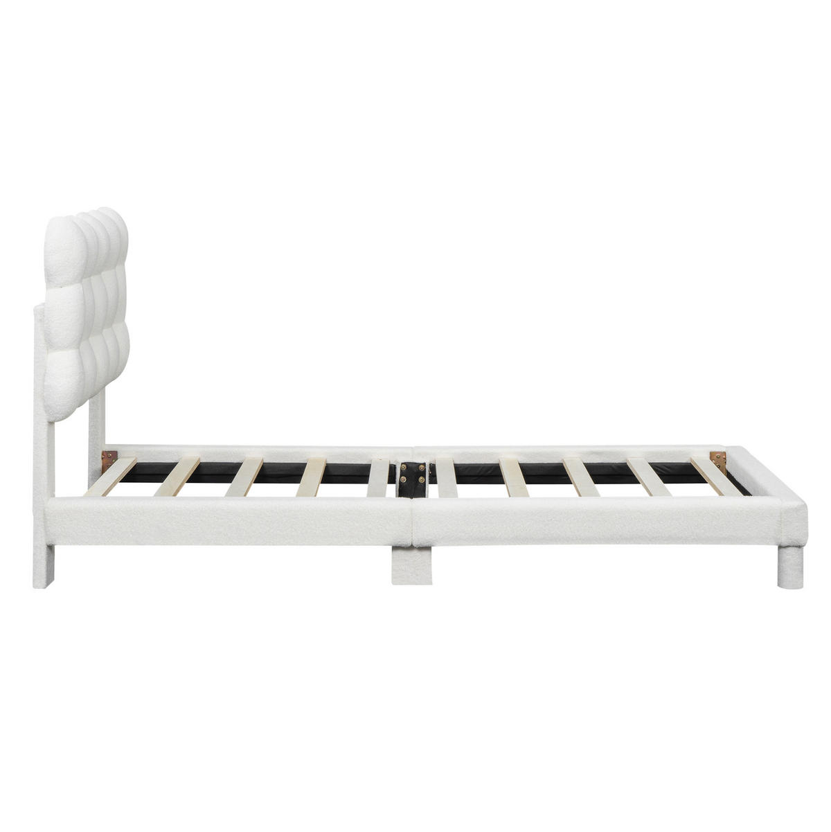 POLSTERBETT 90/200 cm mit 3-fach verstellbarem Kopfteil und Plüschbezug, Weiß - Weiß, Textil (90/200cm) - Redom