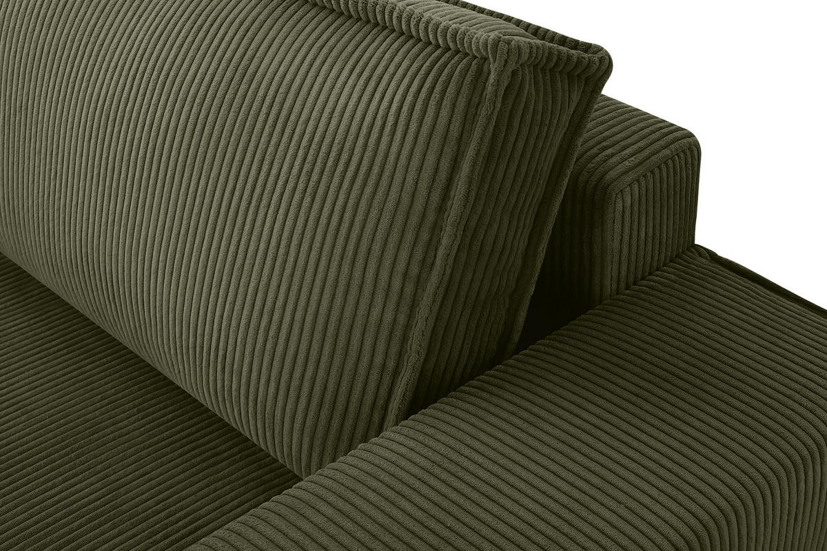 3-SITZER-SCHLAFSOFA NAPI in Pet Friendly Cord-Stoff, Olivgrün - Schwarz/Olivgrün, Textil (244/89/101cm) - KONSIMO®