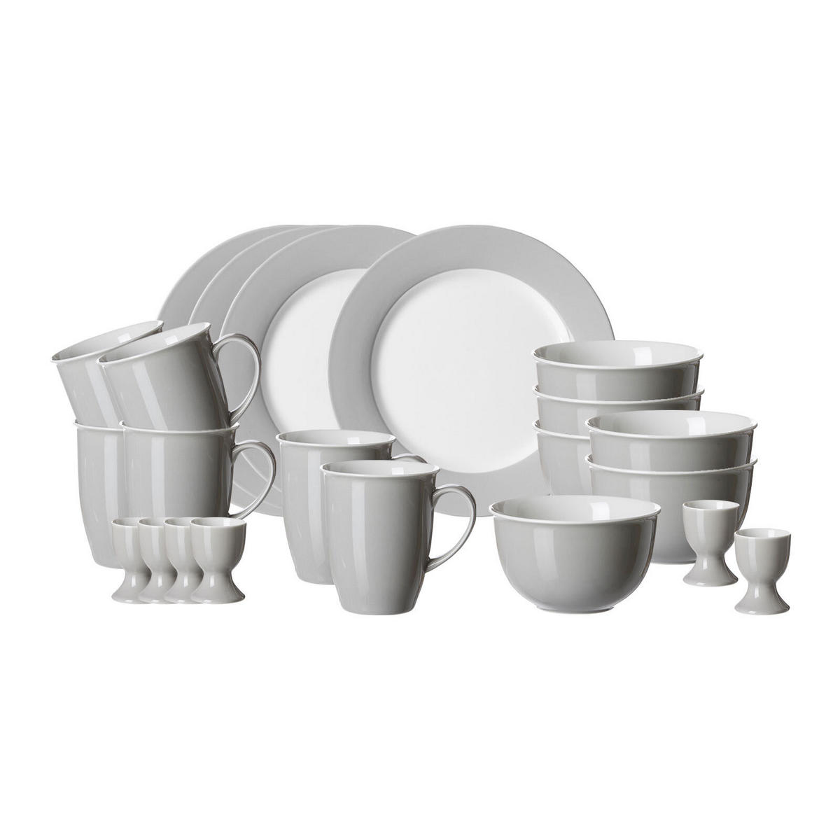 FRÜHSTÜCKSSERVICE Doppio grau 24er Set - Grau, Keramik (1/1/1cm) - Ritzenhoff Breker