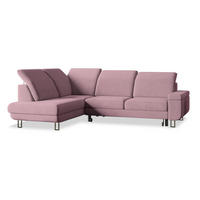 ECKSOFA LERMA R-S Lila Velours-Stoff mit Schlaffunktion - Lila, Holz (253/190cm) - MASSENO