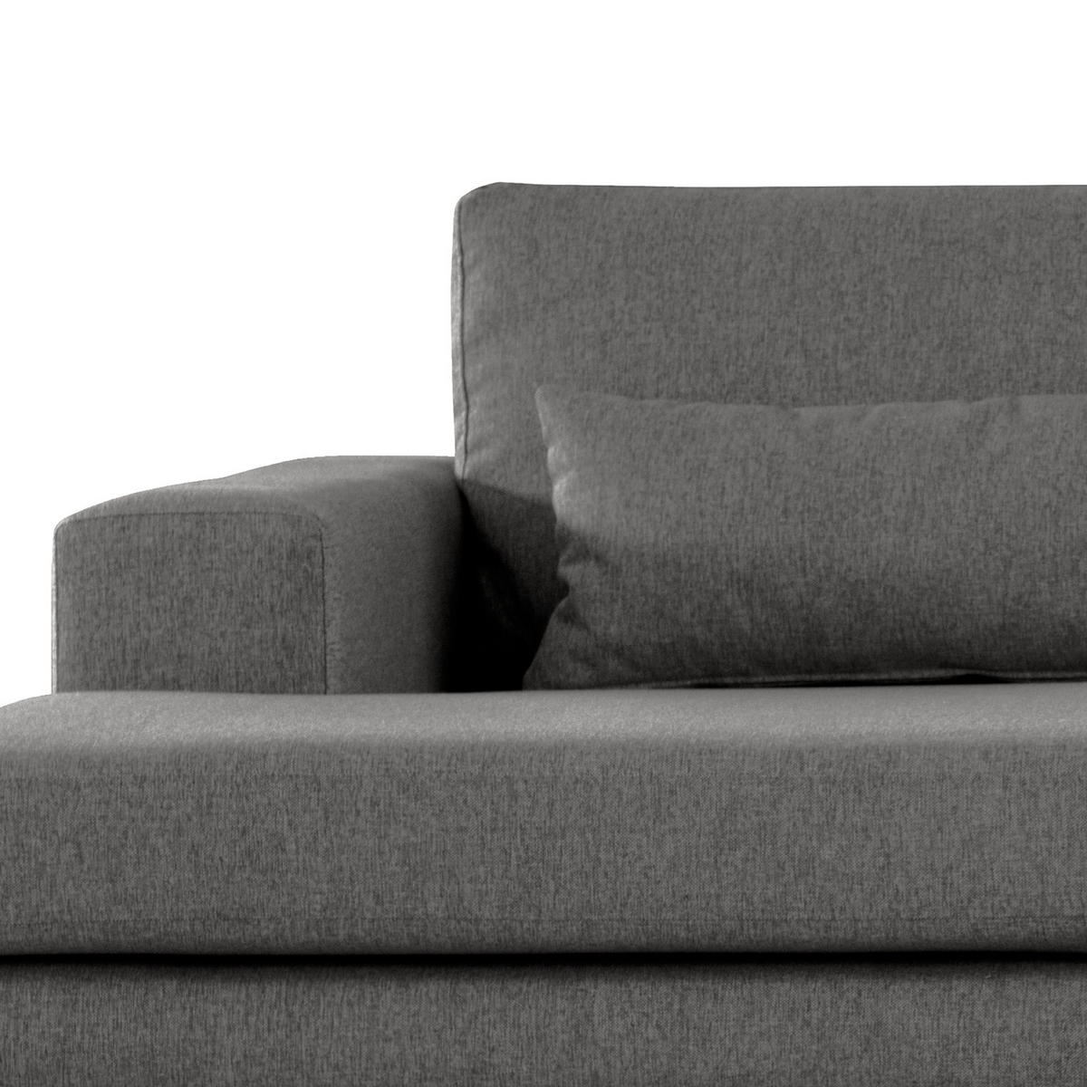 ECKSOFA mit Longchair - Dunkelgrau/Buchefarben, Buchenholz/Textil (281/153cm) - home24
