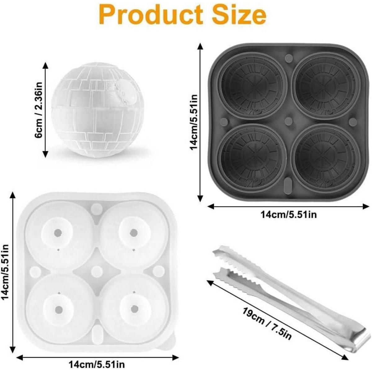 EISWÜRFELFORM 4-teiliges Set Kugel Silikon 6 cm - Weiß, Kunststoff (14/5.5/14cm)