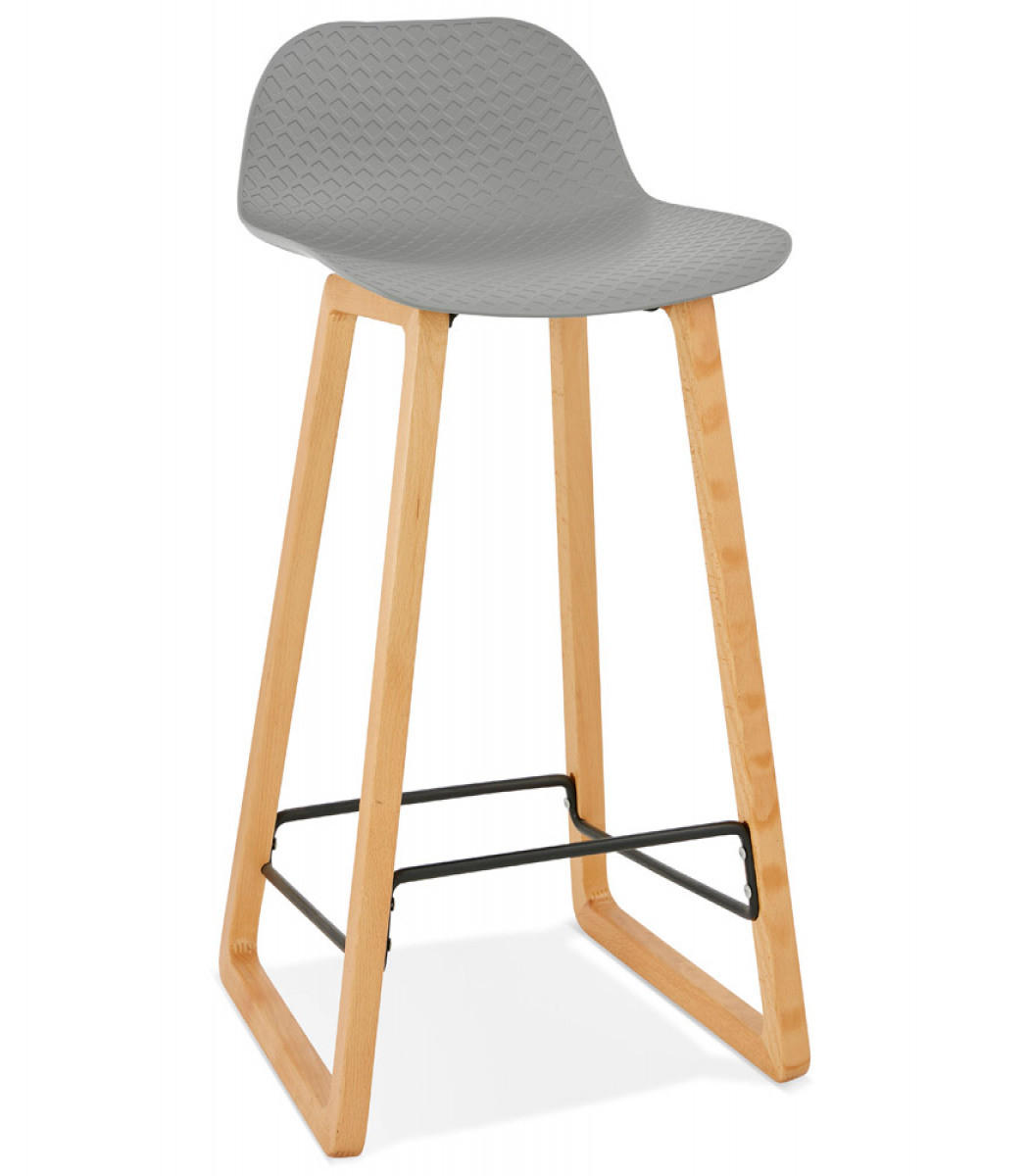 HOCHSTUHL aus Holz und Kunststoff im skandinavischen Stil MAKI MINI, Grau 47x47x86,5 cm - Buchefarben/Grau, Holz/Kunststoff (47/87/47cm) - KADIMA DESIGN