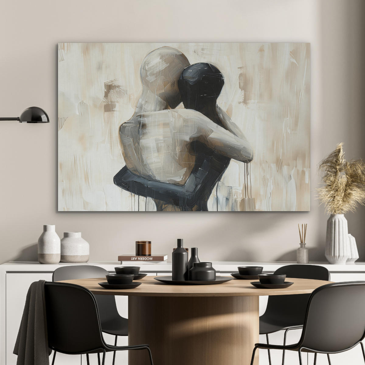 AKUSTIKPANEEL Abstrakt - Liebe - Schwarz und weiß - Modern 100x70 cm - Schwarz, Textil (100/0.9/70cm) - MuchoWow