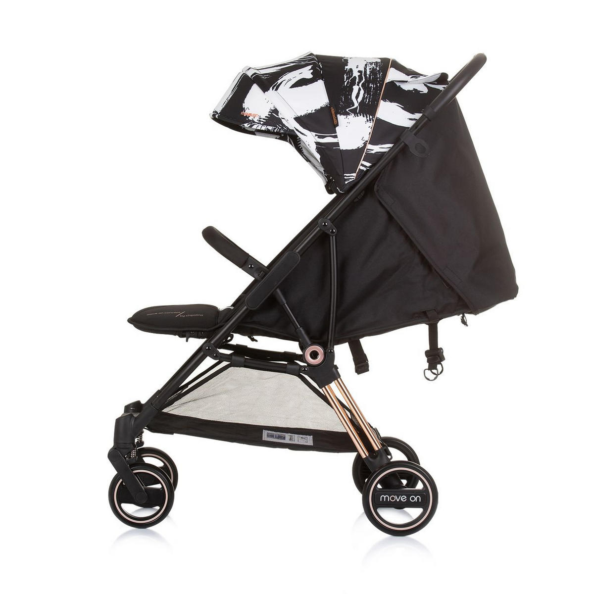 KINDERWAGEN Move on 6 kg schwarz gemustert 6 kg klappbar gefederte Vorderräder verstellbar - Schwarz, Metall (77/49/100cm) - Chipolino