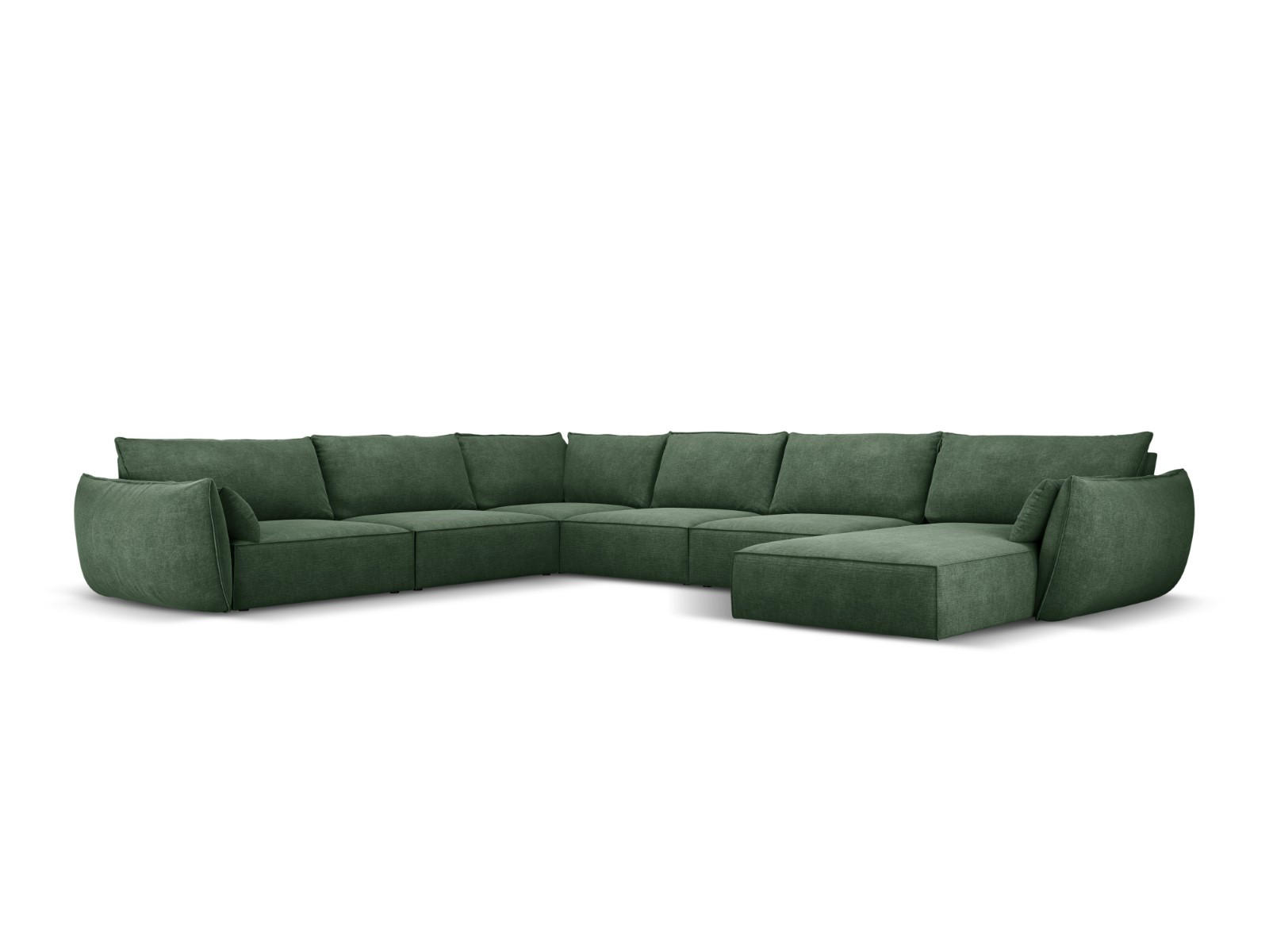 PANORAMASOFA links Kaelle aus Chenille-Stoff flaschengrün 8 Sitzplätze - Dunkelgrün, Textil (284/85/384cm) - Micadoni