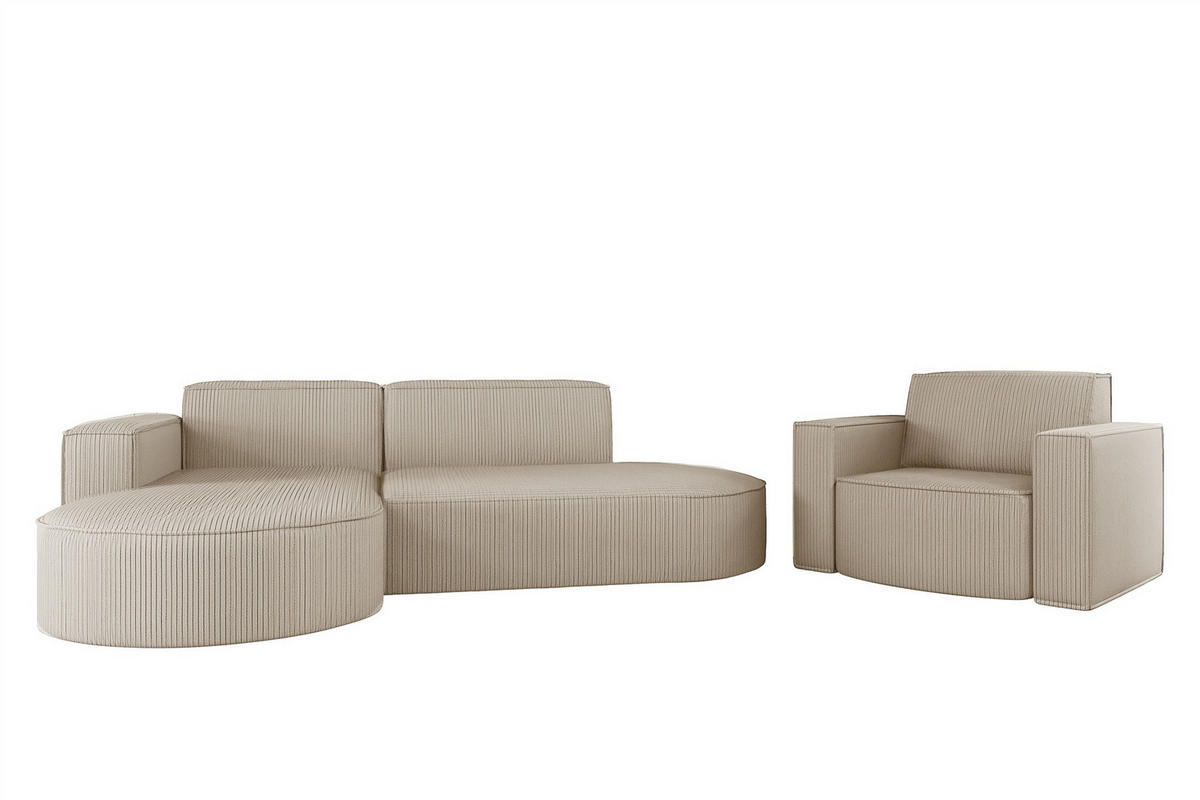 SOFASET Palma In Scala - Beige, Holzwerkstoff/Textil (236/78/165cm) - Fun Möbel