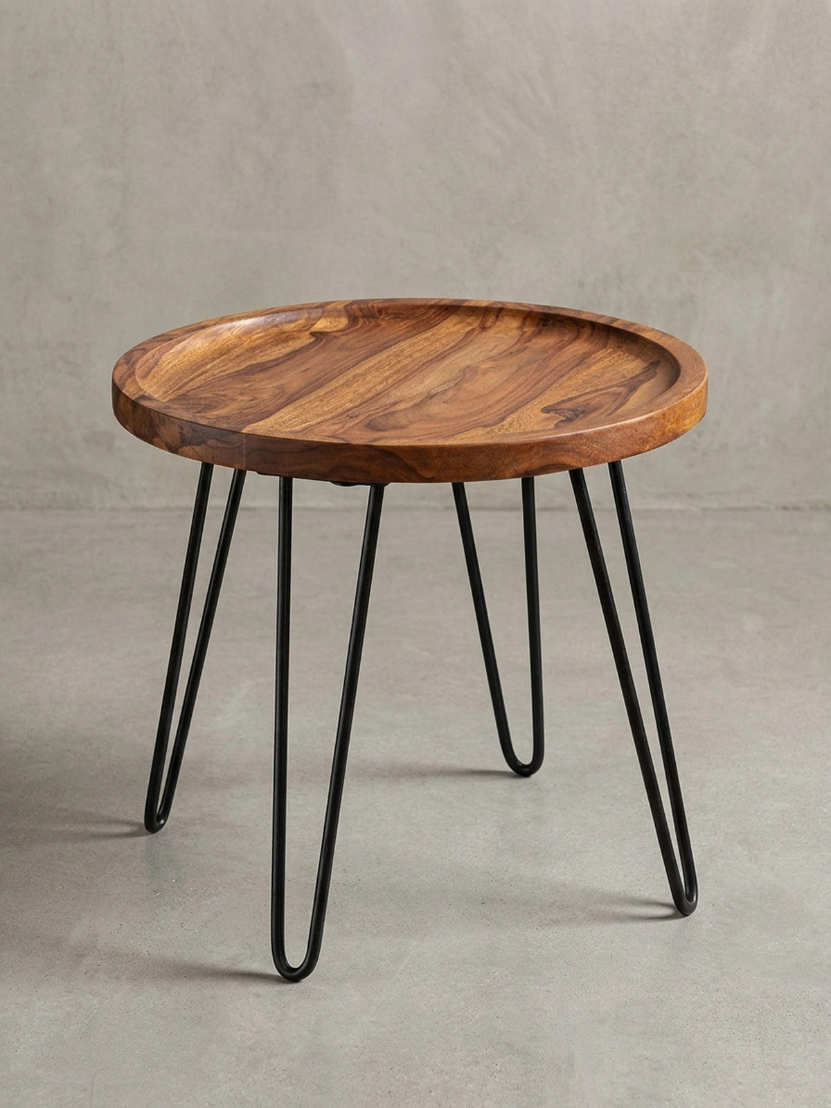 COUCHTISCH in Braun, Sheeshamholz mit Haarnadelbeinen, Modernes Design - Schwarz/Braun, Holz/Metall (41/45/40cm) - KADIMA DESIGN