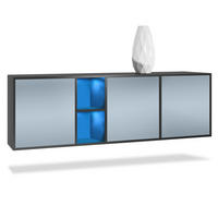 SIDEBOARD Cuba Türen in Denim - Pastellblau, Holzwerkstoff (182/53/35cm) - Vladon