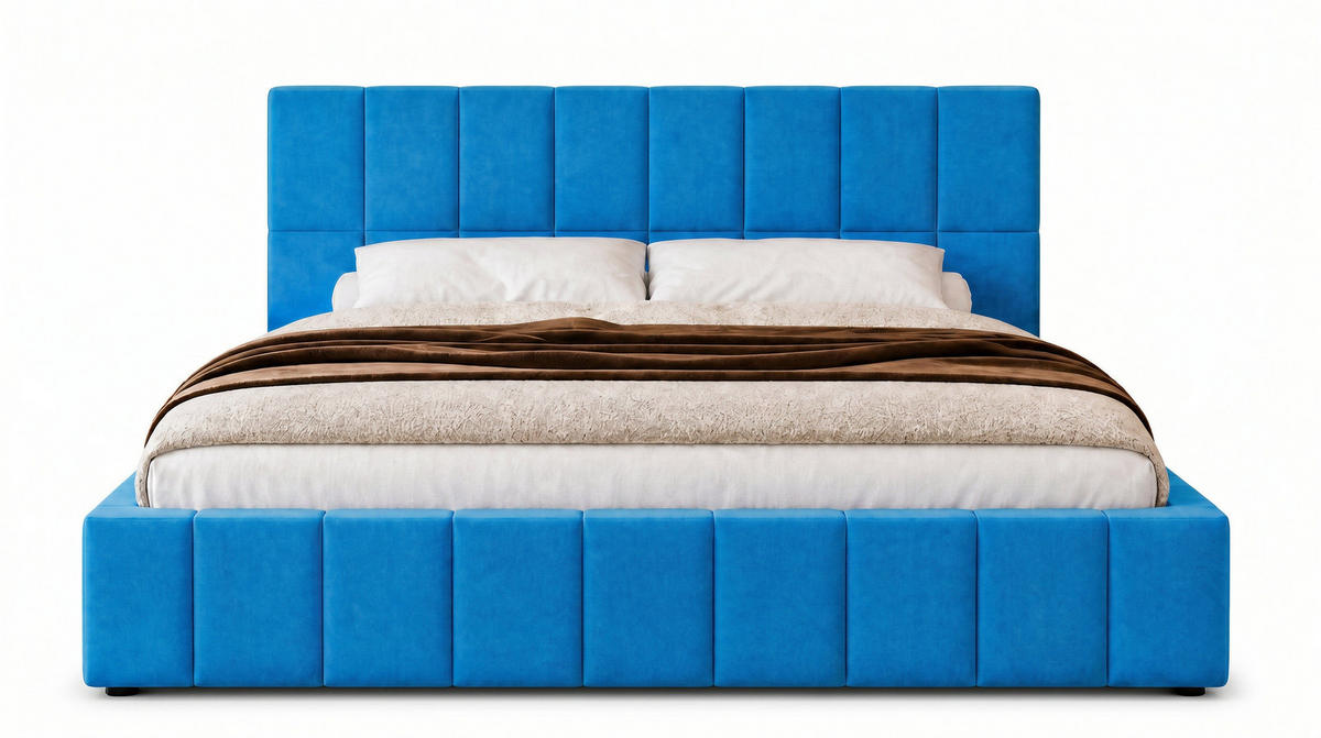 POLSTERBETT 200x200 cm, Alma, Doppelbett mit Bettkasten, Lattenrost aus Holz, Velourstoff, Blau - Blau, Holz/Kunststoff (200/200cm) - Marpur